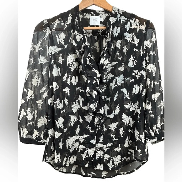HD in Paris Anthropologie Long Sleeve Chiffon Top, 8 Ruffles Whimsical Romantic - Picture 1 of 11